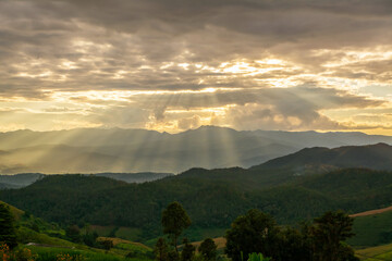 The sunset view at Ban Pa Bong Piang, Chiang Mai, Thailand
