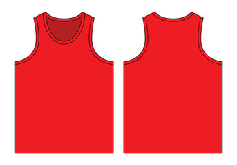 Blank Red Tank Top Template On White Background.
Front and Back View, Vector File.