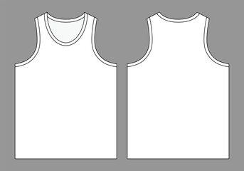 Blank White Tank Top Template On Gray Background.
Front and Back View, Vector File.