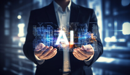 Businessman with AI Learning and Artificial Intelligence. technology AI Artificial Intelligence