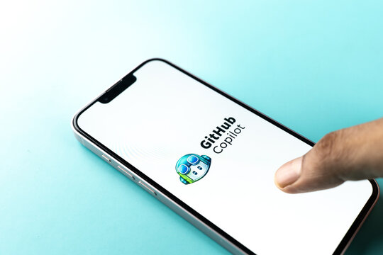 West Bangal, India - july 5, 2023 : GitHub Copilot logo on phone screen stock image.