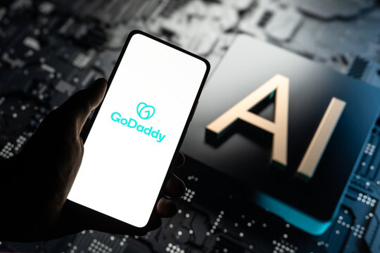 West Bangal, India - july 5, 2023 : Godaddy AI logo on phone screen stock image.