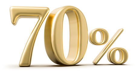 70 Percent 3D Number Gold