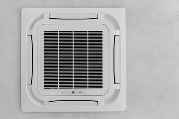 Obraz premium Ceiling white air conditioner built into the ceiling.