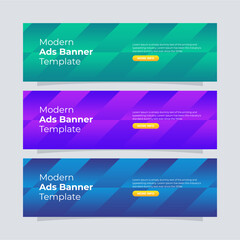 Fototapeta premium Banner template design. Entire colors gradient banner for the website. Modern ads banner.