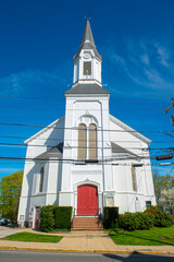 Market Street Baptist Church at 37 Market Street in historic city center of Amesbury, Massachusetts MA, USA. 