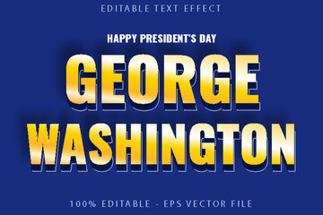 Happy President's Day George Washington Editable Text Effect Flat Gradient Style