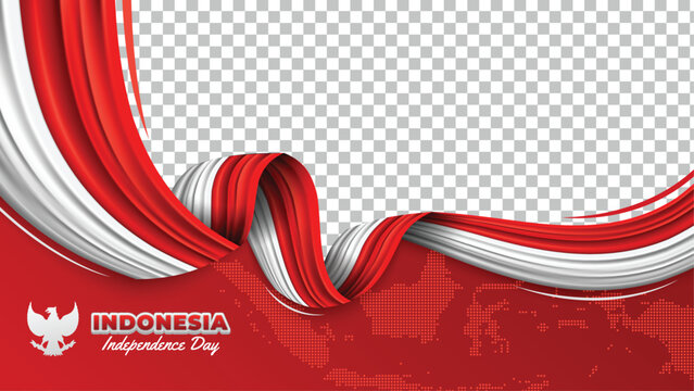Realistic Flag and Image Space in Indonesia Independence Day Banner