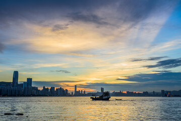 Fototapeta premium sunset over the city