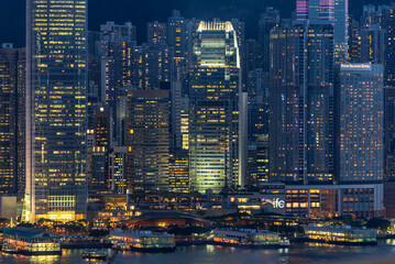 Fototapeta na wymiar city skyline at night with IFC