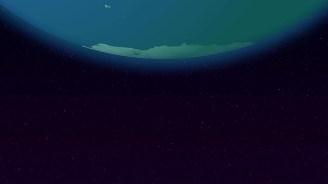 South Pole Earth Globe Animation on Black Background Seamless Loops