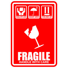 Fragile, handle with care, sticker vector