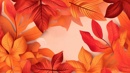 Autumn sale banner background with red leaves fall. Generative AI.