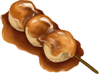 dango sweet dessert japanese food watercolor