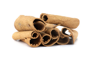 Cinnamon sticks bundle isolated on white