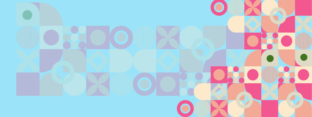 Vector flat mosaic background with shapes colorful