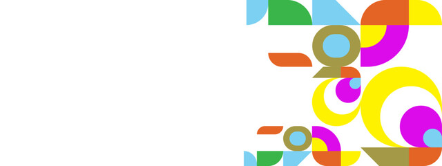 Geometric pattern background, vector multicolor geometry abstract print design with rectangles, squares and circles