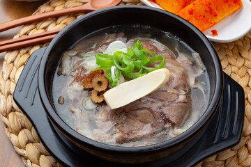Korean beef head soup, a traditional Korean food with delicious soup