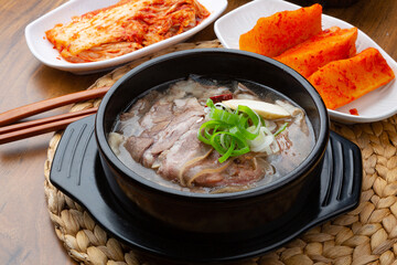 Korean beef head soup, a traditional Korean food with delicious soup