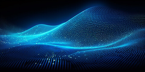 Dark uniform 3D wavy background or texture in digital or scientific style. Generative AI