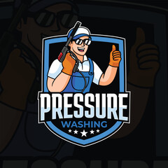 pressure washing mascot logo design