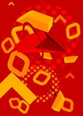 Orange and red graphic background illustration design. Vector with futuristic color geometric shapes backdrop.