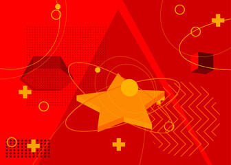 Orange and red graphic background illustration design. Vector with futuristic color geometric shapes backdrop.