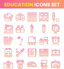 Collection of vector line icons of education. Natural and mathematical science, additional education, tutorship, freelance by Rasamastudio