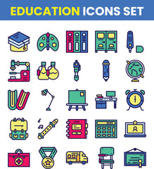 Collection of vector line icons of education. Natural and mathematical science, additional education, tutorship, freelance by Rasamastudio