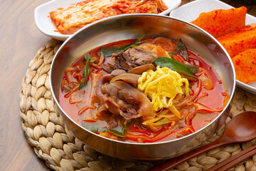 Korean Beef Gomtang Yukgaejang, a traditional Korean food with delicious soup