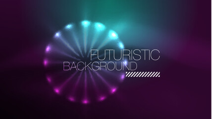 Circles with bright neon shiny light effects, abstract background wallpaper design