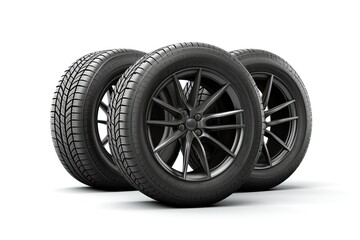 Car tires on a white background