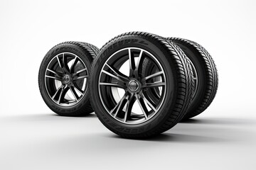 Car tires on a white background
