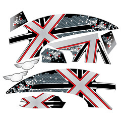 Vinyls sticker set Decals for modify Motorcycle . Racing Vehicle Graphics kit isolated race Elegant stripes modern theme technology white background wrap 