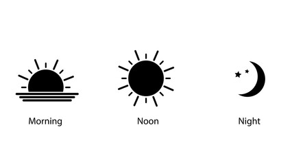 Sun day. Sunset, sun, moon icon concept