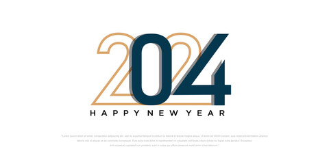 2024 Happy New Year logo text design. 2024 number design template. Vector illustration.