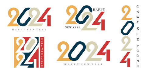 2024 Happy New Year logo text design. 2024 number design template. Vector illustration. - obrazy, fototapety, plakaty