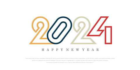 2024 Happy New Year logo text design. 2024 number design template. Vector illustration.