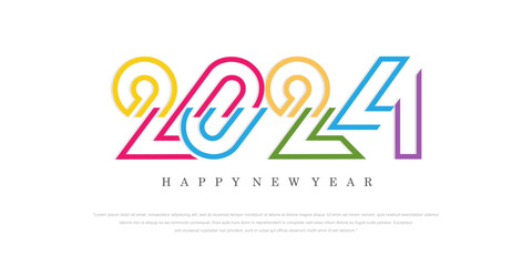 2024 Happy New Year logo text design. 2024 number design template. Vector illustration.