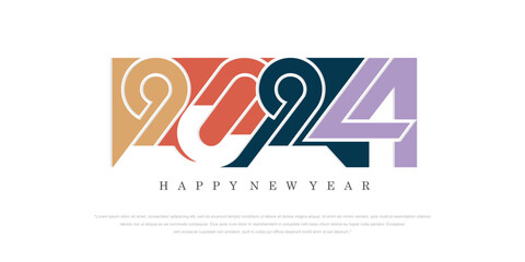 2024 Happy New Year logo text design. 2024 number design template. Vector illustration.