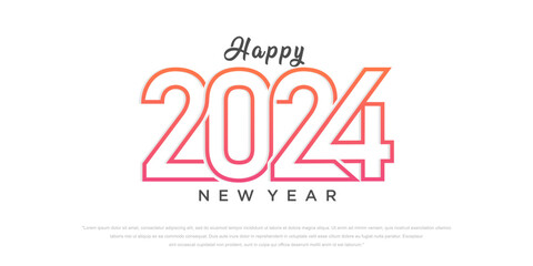 2024 Happy New Year logo text design. 2024 number design template. Vector illustration.