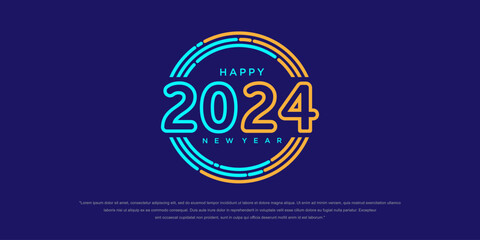 2024 Happy New Year logo text design. 2024 number design template. Vector illustration.