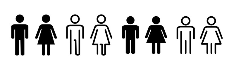 Fototapeta premium Man and woman icon set illustration. male and female sign and symbol. Girls and boys