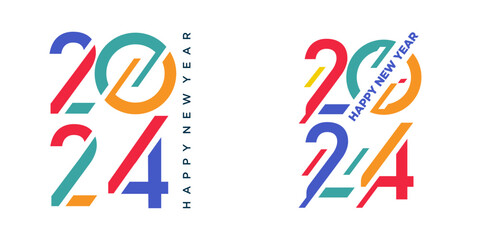 2024 Happy New Year logo text design. 2024 number design template. Vector illustration.