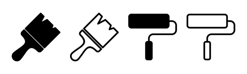 Paint icon set illustration. paint brush sign and symbol. paint roller icon vector