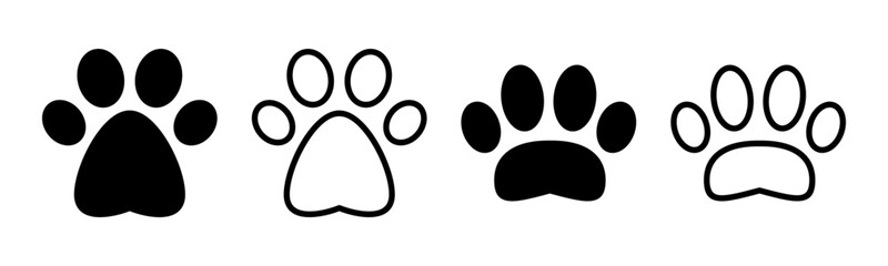Paw icon set illustration. paw print sign and symbol. dog or cat paw
