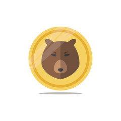 illustration of a coin logo with a bear face in the center