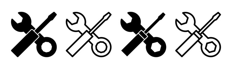 Repair tools icon set illustration. tool sign and symbol. setting icon. Wrench and screwdriver. Service