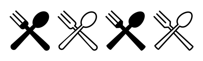 spoon and fork icon set illustration. spoon, fork and knife icon vector. restaurant sign and symbol