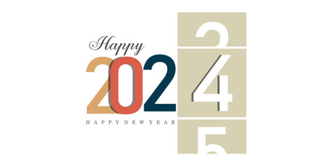 2024 Happy New Year logo text design. 2024 number design template. Vector illustration.